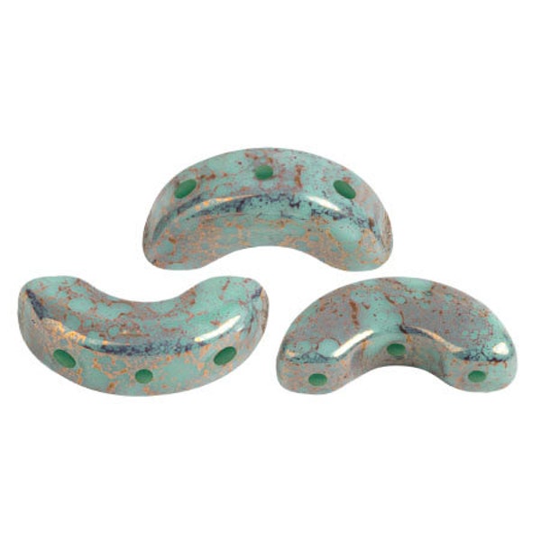 Arcos® par Puca® Bead, Frost Jade Bronze, 3-Hole, 30 count, 5 x 10 mm, 3-Hole Czech Bead, (58430-15496)