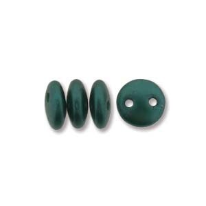 CzechMate Lentil, Pearl Coat Teal (Dark Green). 2 Hole Bead, (25027), 50 count