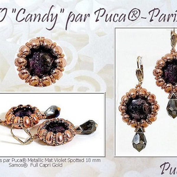 FREE! Candy Earrings Pattern by par Puca - Paris, Free with Bead Purchase, Do NOT buy, See Materials list & order details in description