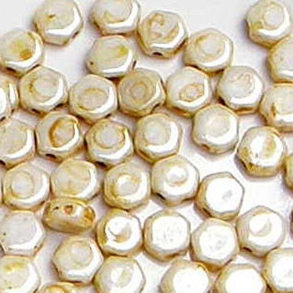 Honeycomb Bead, Honey Drizzle, 2 Hole Glass Beads, (HC-03000-65401), 6mm, 30 count