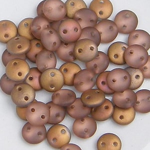 CzechMate Lentil, Matte Apollo Gold, 2 Hole Bead, (27171)
