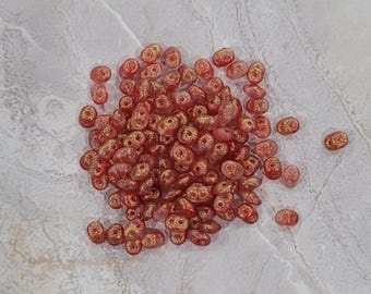 SuperDuo, corail doré mat la reine des neiges, perles 2 trous, (364-25-54212), 2,5 mm x 5 mm, 9 g