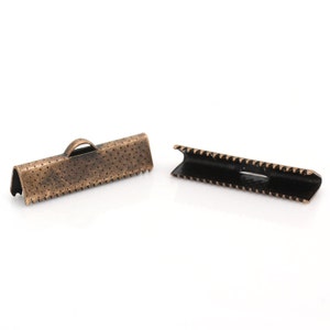 Crimp End, Antique Copper Crimp End, 25 mm x 8 mm Crimp, 10 count (CE-25x8-AC)