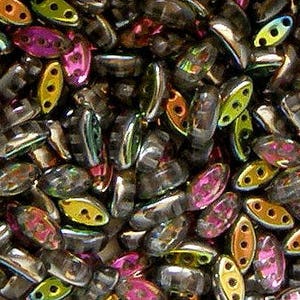 Perles Cali, Vitrail Duplex, 3 trous, 40 unités, 3 x 8 mm, Perles tchèques 3 trous, (28136)