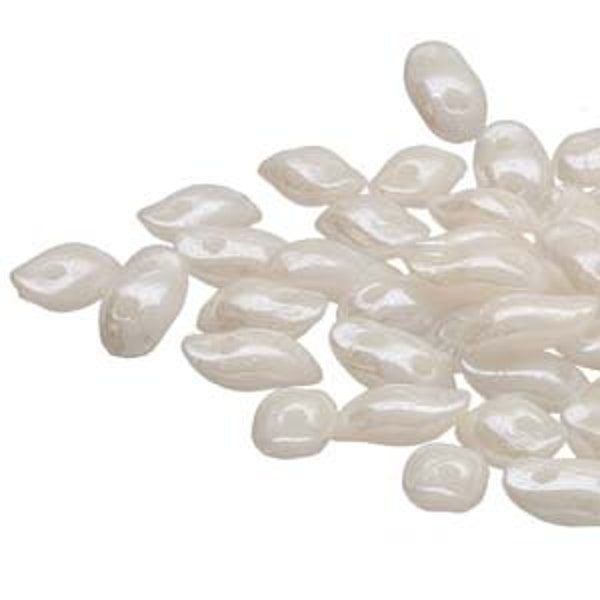 Wave Beads, Chalk White Luster, 2 hole beads, 3 x 7 mm, (03000-14400), 5 gr. (approx. 64 - 65 beads)