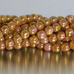 4mm Round Bead, Luster Opaque Rose Gold Topaz, Druk Bead, (5-04-P65491), 100 count