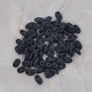 Wave Beads, Jet Matte, 2 hole beads, 3 x 7 mm, (23980-84110), 5 gr. (approx. 46-52 beads)