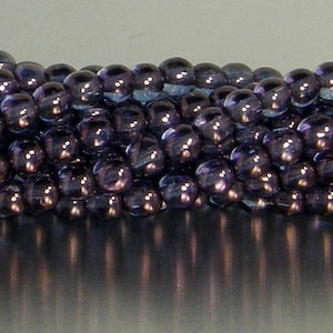 4mm Round Bead, Luster Transparent Amethyst, Druk Bead, (5-04-15726), 100 count