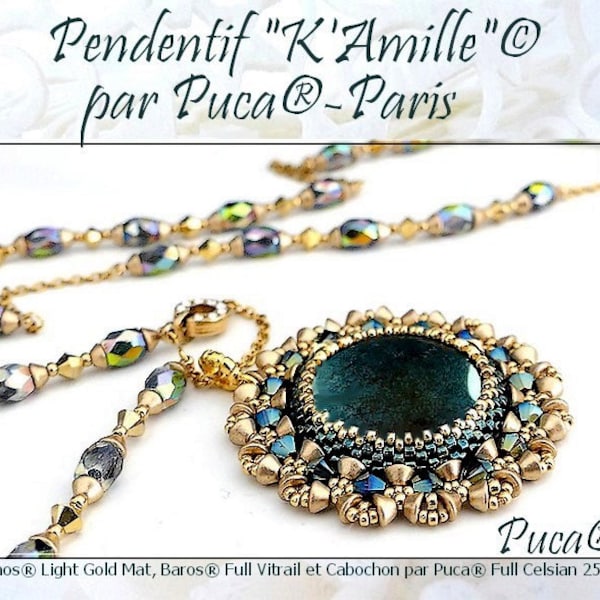 Free! K'Amille Pendant Pattern by par Puca - Paris, Free with Bead Purchase, DO NOT BUY, See Materials list & order details in description