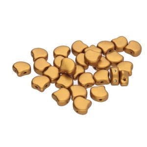 Ginko Bead, Matte Metallic Antique Gold, 2 Hole Bead, (01740), 7.5 mm, 30 count