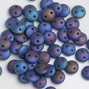 CzechMate Lentil, Matte Iris Blue, 2 Hole Bead, (21135)