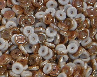 Wheel Beads, Chalk Celsian, 10 grams, Czech Glass Spacer,  6 mm, (03000-22501)