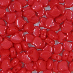 Ginko Bead, Red Opaque, 2 Hole Bead, (GNK-93200), 7.5 mm, 30 count