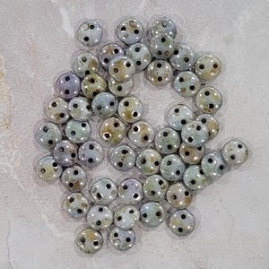 CzechMate Lentil, Luster Opaque Green, 2 Hole Bead, (P65431),  50 count