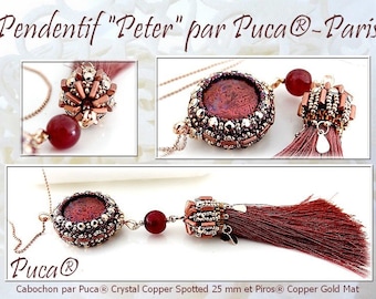 GRATUIT! Modèle de pendentif Peter par Puca - Paris, Gratuit avec achat de perles, Ne PAS acheter, Voir la liste des matériaux et les détails de la commande dans la description