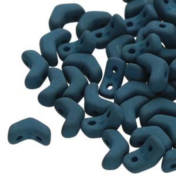 MINI Chevron Bead, Matte Velvet Dark Teal, 2 Hole Bead, (02010-29530), 6 x 2 mm, 5 gr. (approx. 46 - 50 beads)