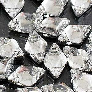 MINI GemDuo Beads, Crystal Labrador (Crystal Silver), 50 count, 6 x 4 mm 2-Hole Czech Bead, (GD-64-00030-27001)