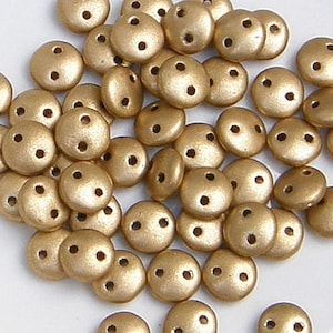 CzechMate Lentil, Matte Metallic Flax, 2 Hole Bead, (K0171),  50 count