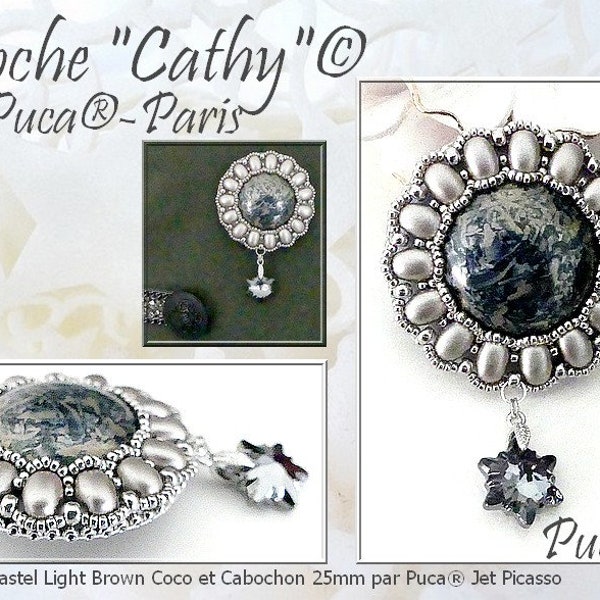 FREE! Cathy Brooch Pattern by par Puca - Paris, Free with Bead Purchase, Do NOT buy, See Materials list & order details in description