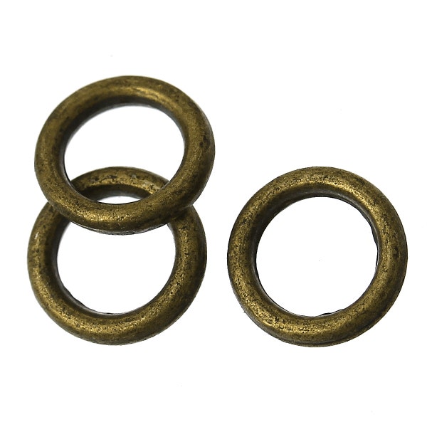 Closed, Soldered Jump Rings, 6mm, Antique Brass/Bronze Finish, 50 count (JRC-6-AB)