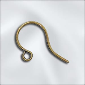 Antique Brass Ear Wire, Round Wire, 10 count (EW-3-AB)