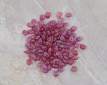 SuperDuo, Frozen mat rose vif, 2 trous, perles (364-25-54206), 2,5 mm x 5 mm, 9 g