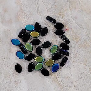 Perles Paros par Puca, Jet AB, 2 trous, 30 unités, 7 x 4 mm, 23980-28701