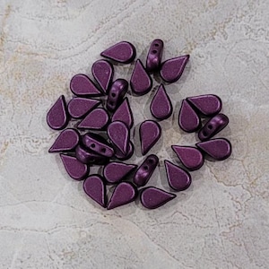 Amos par Puca Bead, Pastel Bordeaux, 2-Hole, 30 count, 5 x 8 mm, 02010-25032