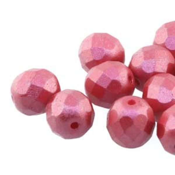 Fire Polish, Pastel Dark Coral, 4mm Round Bead, (25010), 50 count