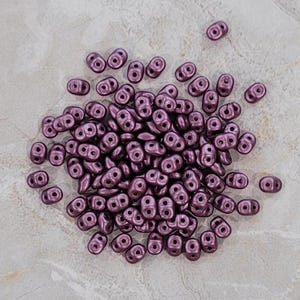 SuperDuo,Pearl Coat Burgundy,  2 hole Beads, (duo525031), 2.5mmx5mm, 9 grams