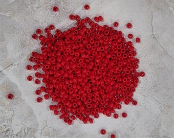 Miyuki 11/0, Opaque Red, Round Seed Bead, 408, 10 grams