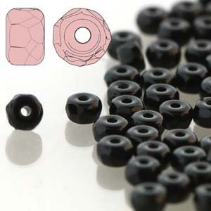 TRUE2 Faceted Micro Spacer Beads, Jet, 2x3 mm, Rondelle, (23980), 50 count
