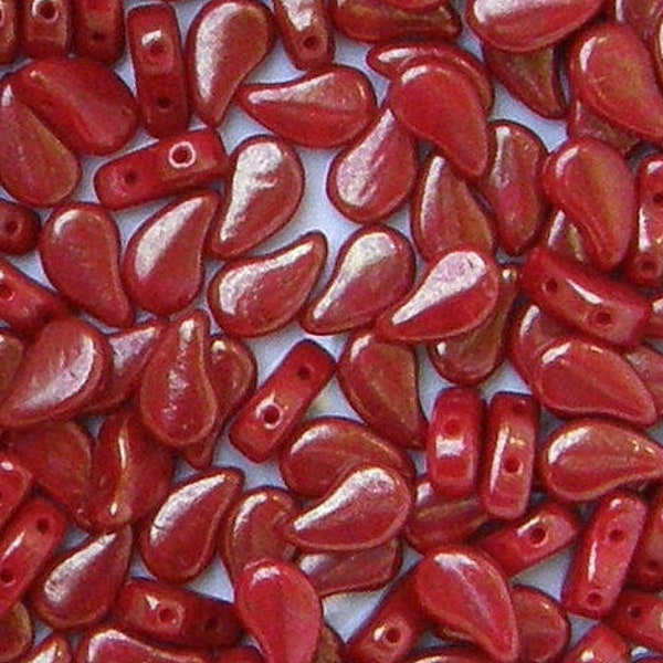 Duo de perles cachemire, lumi rouge, 2 trous en verre, (93200-15495) 8x5 mm, 30 unités