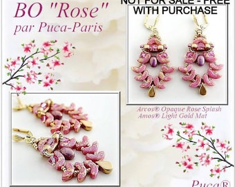 GRATUIT ! Motif de boucles d'oreilles roses par Puca - Paris, gratuit avec l'achat de perles, NE PAS acheter, voir la liste des matériaux et les détails de la commande dans la description
