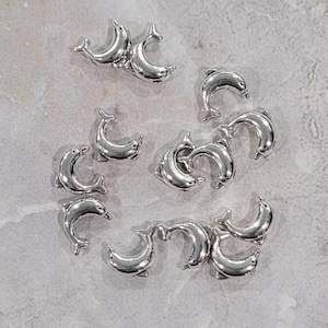 Dolphin Spacer Bead, Antique Silver Finish, 10 x 8 mm, (SB-DOLPHIN-AS-1), 12 count