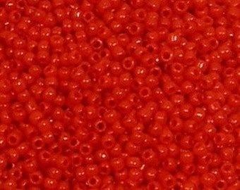 Toho 8/o Round Opaque Cherry Red Seed Beads, (tr-8-45A), choice of 10 grams or 23 grams