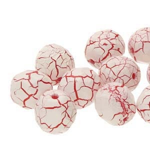 Ionisch wit met rood craquelé, ronde kraal 6 mm, 02010-24602, 25 counts
