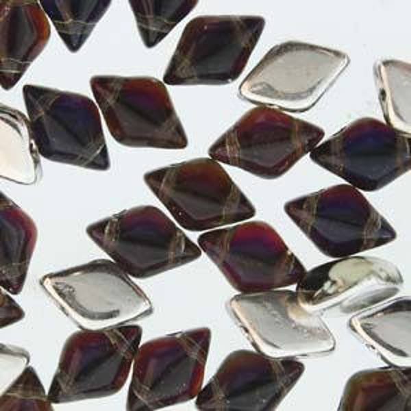 GemDuo Beads, Backlit Grey Violet Iris, 40 count, 5 x 8 mm 2-Hole Czech Bead, (GD-40010-26536)