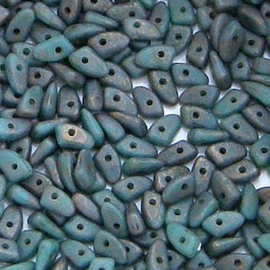 Prong Bead, Turquoise Copper Picasso, 5 grams, 3 x 6 mm, Czech Bead, (CT6313)