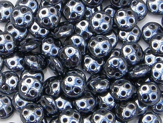 Czechmate Quadralentil, Hematite, 4 Hole Bead, (390-06-14400), 50