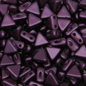 Kheops Par Puca, bordeaux nacré (violet), perles de verre tchèques pressées 2 trous, (khp-02010-25032), 6 mm, 25 pièces