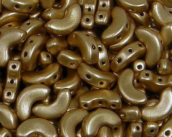 Arcos par Puca Bead, Light Gold Matte, 3-Hole, 30 count, 5 x 10 mm, 3-Hole Czech Bead, (00030-01710)