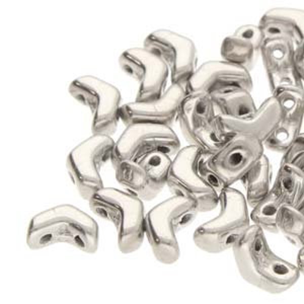 MINI Chevron Bead, Silver (Full Labrador), 2 Hole Bead, (00030-27000), 6 x 2 mm, 5 gr. (approx. 46 - 50 beads)