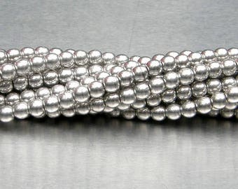 4mm Round Bead, Silver, Druk Bead, (5-04-27000), 100 count