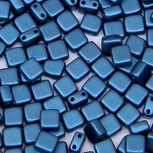 Tile Mini, 2 Hole Bead, Pastel Petrol, 30 count, (tile-25033)