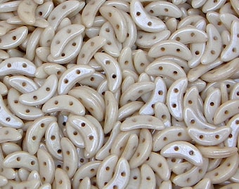 CzechMate Crescents, Luster Opaque Champagne, 2 Hole Bead, (391-310-P14413), 30 count