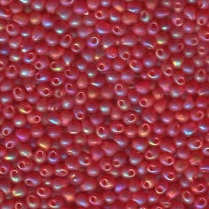 Miyuki Drop Bead, Matte Transparent Red AB, 2.8mm, (DP-9140FR), 10 grams