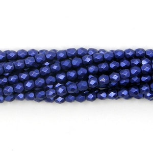 Fire Polish, Saturated Metallic Ultra Violet, Blue Purple Fire Polish, 2mm Round Bead, Czech Pressed Glass, 50 count