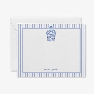 Gepersonaliseerd briefpapier gemberpot | Handgeschilderde gepersonaliseerde notitiekaarten met monogram | Gepersonaliseerde bedankkaart | Gastvrouwcadeau | Chinoiserie