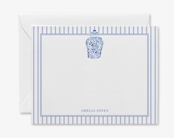 Ginger Jar Stationery | Personalized Monogram Notecards, Chinoiserie
